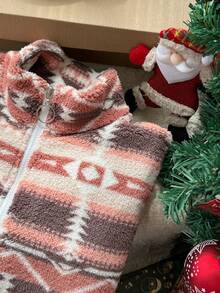 Christmas Fleece Pullover, Women Long Sleeve Half Zip Up Front Casual Sweatshirt, Autumn/Winter Vacation Fall - Redwood - View 3