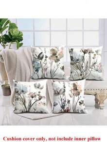 4pcs Bức tranh Phong cách In hoa Vỏ gối ( Chèn ) , Mùa xuân/Mùa hè Phong cách đồng quê Hình vuông Vỏ gối Đối với Sống Trang trí Ngang lưng Nắp đệm , Tất cả các mùa phổ cập Vỏ gối - Xám - Xem 3