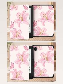 Pink Lily & Butterfly Pattern Tablet Protective Case, Compatible With IPad 9.7/10.2/10.5/10.9/12.9/Pro 11 (10th Gen), Galaxy Tab S6 Lite 10.4", Kindle Paperwhite (12th Gen, 2024), Kindle (11th Gen, 2022), Soft Shock-Proof Protection, Smart Stand/Auto Wake/Sleep Function - Multicolor - View 11
