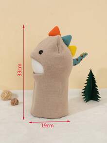 1pc Toddler Boys' Dinosaur Hooded Scarf Hat, Baby Knitted Balaclava Beanie Cap, Warm Winter Hat