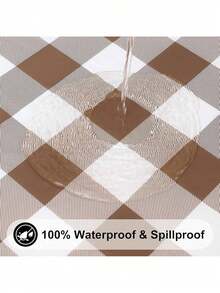 Smiry Round Picnic Table Cloth, Elastic Waterproof Fitted Vinyl Tablecloth 36-44 Tables, Flannel Backed Buffalo Plaid Table Covers Dining, Camping, Outdoor, Black And White Summer Birthday Gifts Wedding Beach Back To School School Supplies Room Decor