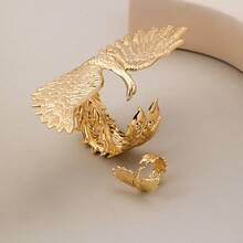 2pcs Jewelry Set - New Fashion Peacock Phoenix Wedding Bangle & Adjustable Ring, Elegant Metal Gold/Silver Tone Bridal Accessories
