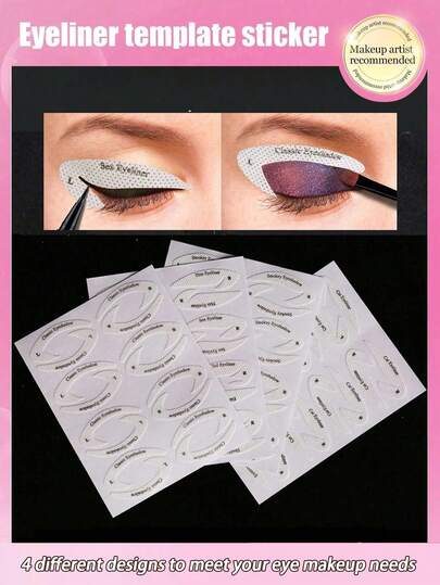 96片/12对眼妆模板，眼线眉毛模板贴纸，4种不同设计，西式眼线眉形模板，化妆贴纸，化妆品，便宜，房间装饰，梳妆台，旅行，卧室，化妆配件，便宜，圣诞礼物，化妆品，化妆工具，便宜货，礼物，女士礼物，圣诞礼物，赠品，旅行，便宜货，旅行必备