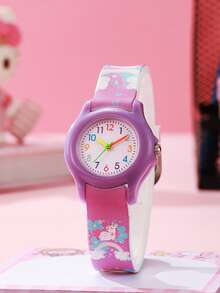 1 件可爱、时尚、精致休闲蝴蝶图案石英硅胶表带儿童手表，适合青少年、学生、万圣节礼物、生日礼物