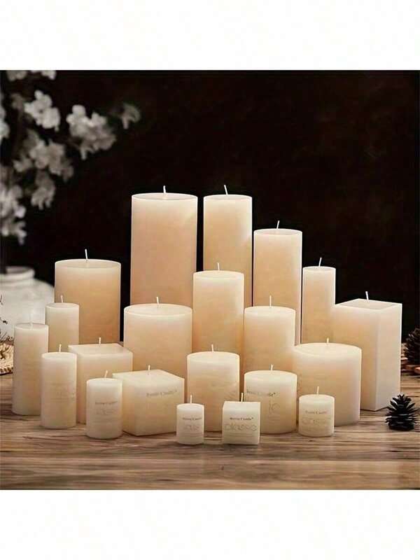 1/2/12 قطعة شمعة أسطوانية كبيرة بطراز أوروبي بسيط، بدون رائحة، لا تصدر دخان ولا تهيج، مناسبة لإضاءة الطوارئ المنزلية، مناسبة لمناسبات الكنيسة والصلاة والاعتراف، للاستخدام اليومي المنزلي، مع حاملات الشموع
