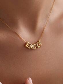 1pc Personalized Y-Shaped Name Necklace, Can Customize 1-12 Letters, Stylish Jewelry Gift, Gold-Plated Name Necklace - Style 3 - View 5