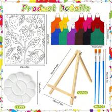 96 Pcs Flower Fruits Pre Drawn Canvas Kit Sip And Paint Set Adult Pre Printed Cute Canvas Sip And Paint Party Favor Virtual Party Gifts Painting - 彩色 - 查看 2