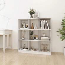 Libreria/divisorio Larryhot 104x33,5x110 cm in pino massiccio, resistente e durevole, facile da montare, stile decorativo, adatto per riporre soprammobili, statuette, libri, piccoli oggetti, ecc. - Bianco - Visualizzare 2