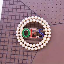 Bestselling Brooch In Europe And America, Middle East Friendship Association Brooch Decoration, One Piece Of Athens OES Letter Sister Pin, Pearl Inlaid Alloy Brooch, Sweater Coat Clothing Jewelry Accessory - OES - 查看 2