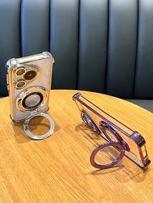 奢华电镀紫色手机壳，创意圆形指环磁吸支架，防震，新款夏季时尚硅胶软壳，兼容三星 Galaxy S24 S25 Ultra FE A56 A16、红米 14C、荣耀 OPPO Reno、Realme、摩托罗拉 MOTO Infinix 等机型，Y2K 风格男女通用 2025 - 紫色 - 查看 5