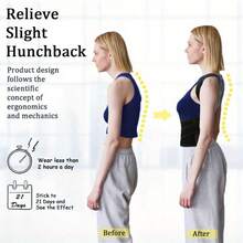 Women's Posture Corrector - Adjustable Back Support Belt For Spine, Gym And Daily Posture Improvement - Non-Restrictive Shaping Belt, Posture Corrector, Fashionable Design, Adjustable Shoulder Straps - Black - View 6