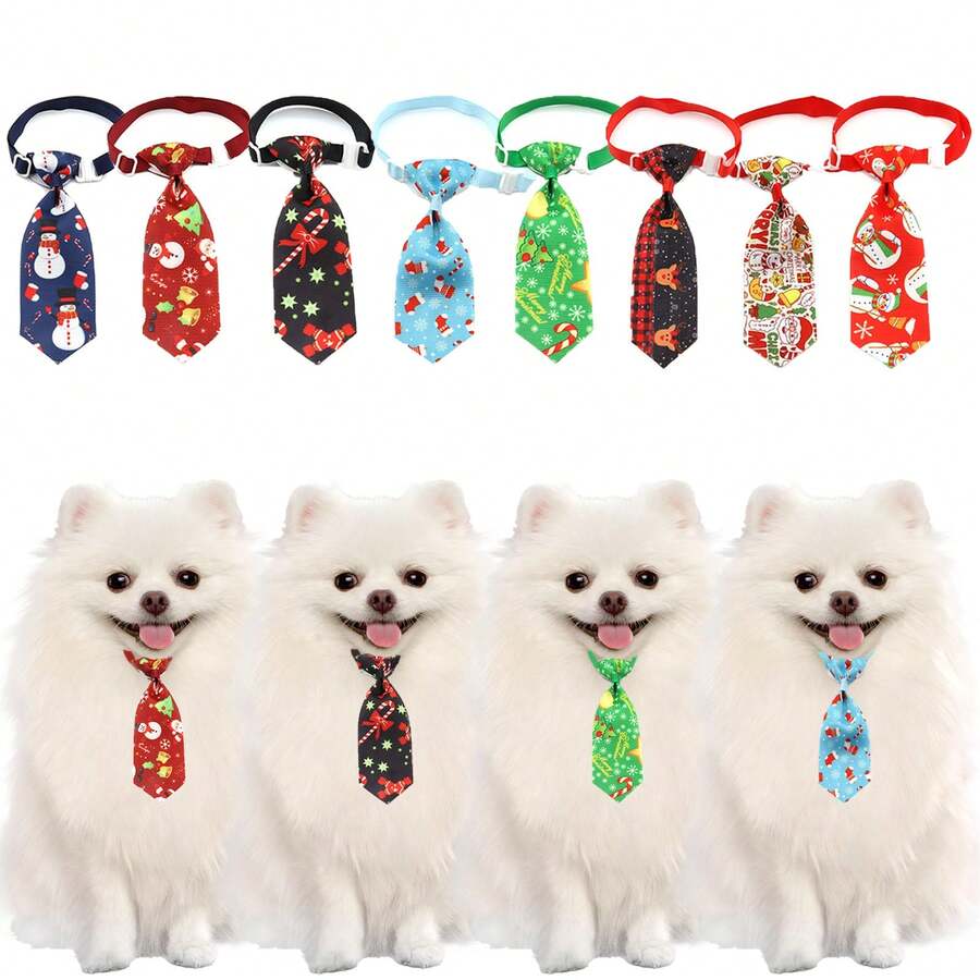 Adjustable Christmas Pet Bow Tie, Santa Claus, Christmas Tree, Snowman Designs, Suitable For Small Dogs And Cats, Pet Accessories For Christmas Eve Party Decoration