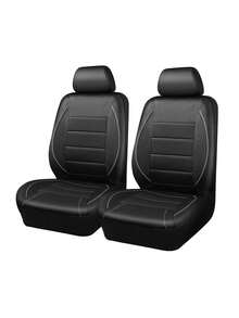 9件套/4件套（5座/2座）通用型滚边真皮汽车座椅套，适用于SUV、厢式货车、卡车，内侧拉链设计并预留开口孔，兼容安全气囊，尽显优雅气质