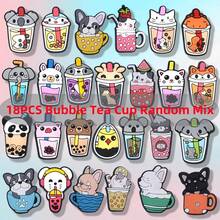 18-25 peças Série Temática de Animais Mistos de Leite Chá DIY Encantos de Sapato, Adequado para Diversos Braceletes, Bolsas e Acessórios - Material PVC, Presente Ideal para Aniversários, Natal e Dia dos Namorados