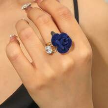 1 pieza Anillo de flor con rhinestones, ajustable, adecuado para fiestas y banquetes