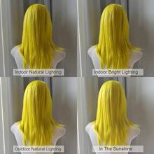 Medium Long Synthetic Yellow Straight Wigs With Bangs Lolita Cosplay Fluffy Women Heat Resistant Wig For Daily Party, Halloween - Yellow - View 5
