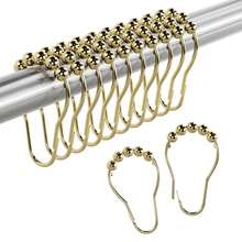 6/12/24-Piece Rust-Proof Stainless Steel Shower Curtain Roller Ball Hooks – Decorative Polished Nickel Bathroom Curtain Hooks For Shower Rods | Bathroom Upgrade Accessories, Fall Decor Renovation Essential Home Bathroom Decor Bathroom Accessories Back To School