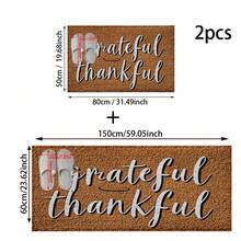 1pc/2pcs Grateful Thankful Pattern Bathroom Anti-Slip Mat, Faux Cashmere Material, Plush Decoration Suitable For Bathrooms, Doorways, Kitchens & Festive Decorations, Machine Washable, Gift Idea - Multicolor - View 11