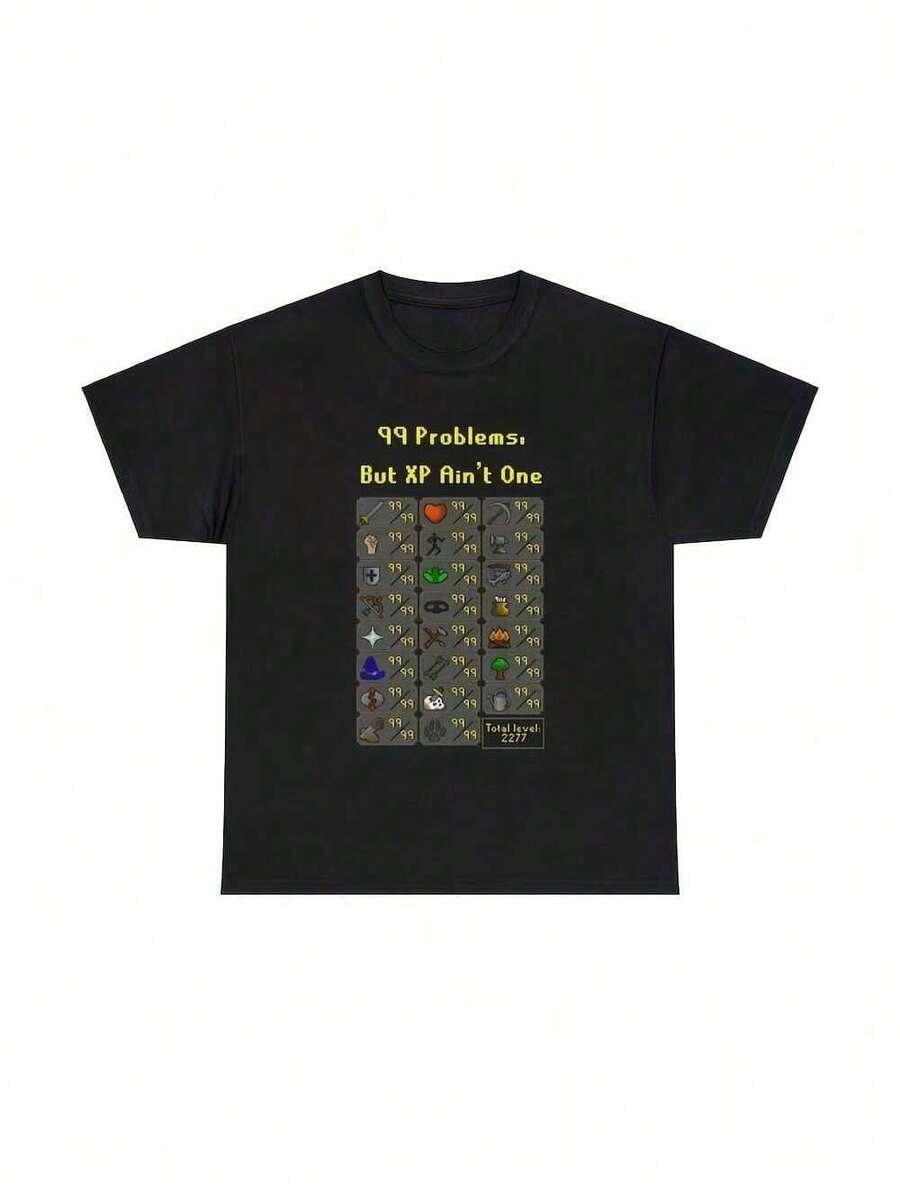 Max Stats Old School Runescape T-Shirt 99 Problems But XP Ain't One, OSRS Merch Shirt, Gift Idea Top - màu đen - Xem 1