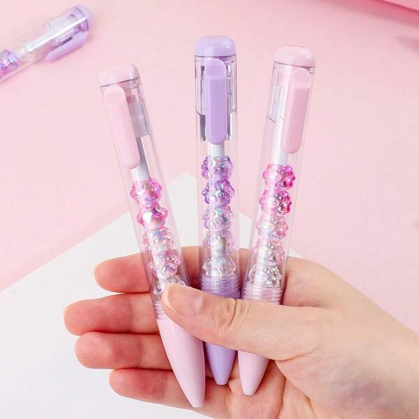 3pcs Cute Cat Paw Decor Gel Pens