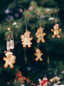 6 pièces Ensemble d'ornements de Noël en verre soufflé fait à la main - Style glamour, Père Noël, Bonhomme en pain d'épices, Designs d'arbres de fête, Pas d'électricité ou de plumes nécessaires pour la décoration de l'arbre de Noël