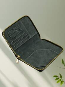 1 件 PU 皮革旅行护照夹，RFID 屏蔽多功能便携式护照夹文件整理钱包，带拉链，多卡槽