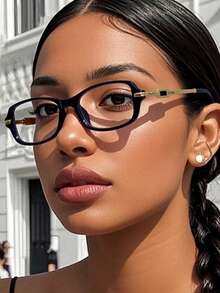 1pc Retro Rectangular Minimalist Unisex Clear Lens Glasses, Versatile Punk Chic Style For Parties, Street Fashion, Casual Wear