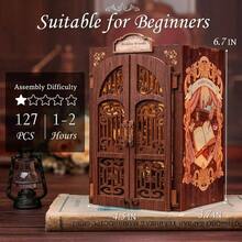 Book Nook Kit - Miniature House Dollhouse Kit Adult And Teens, Booknook Bookshelf Decor Alley Model Build With LED Light, Gifts Family And Friends Bookshop Memories - 標準 - 查看 5