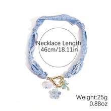 Fashion Silk Scarf Necklace Light Luxury High-End Fabric Necklace Colorful Silk Scarf Necklace - N2509-1愛心 - 查看 8