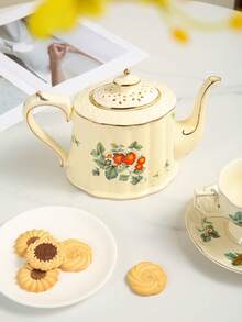 1 Peça Bule de Cerâmica Único, Bule com Desenho de Morango, Adequado para Casa, Clube, Casa de Chá, Reunião