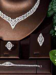 1 Set de joyería de lujo, decoración con corazón de circonita cúbica, adecuado para uso en fiestas de mujeres