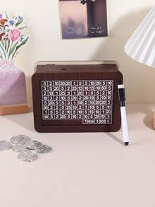 1 buc pușculiță din lemn asamblată creativ, artizanat rafinat din lemn, plan de economii portabil atât pentru bani de hârtie, cât și pentru monede, decorare desktop, un cadou de ziua de naștere pentru prieteni.