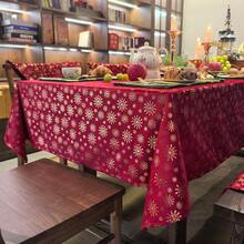 1 buc față de masă de Crăciun, fulgi de zăpadă de Crăciun de iarnă, față de masă lavabilă roșie pentru decor de cină, picnic și petrecere