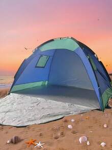 خيمة شاطئية مقاومة للماء وحماية من الأشعة فوق البنفسجية، مظلة للتخييم في الهواء الطلق، ظل للصيد، محمولة وسهلة التركيب، مناسبة للشاطئ والتخييم والأماكن الخارجية والساحل