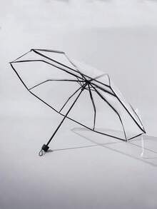 1pc 8-Rib Thickened Pvc Transparent Folding Umbrella, Outdoor Photoshoot Travel Three-Fold Umbrella For School,Office,Household,Travel,Spring Summer Picks,Brides Maid Gifts,Room,Bedroom Deccor,Bedroom Deccor,Beach,Travel,For Men,For Women,Vacation - Multicolor - View 6