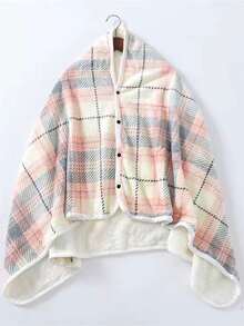 1件加厚双层格子法兰绒披肩，多功能，可作家居毯、办公毯、孕妇毯、秋冬季保暖披肩。可穿戴，保暖，适合作为送给妈妈的礼物。 - 彩色 - 查看 15