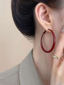 1 Pair Vintage Red Square & Round Dangle Earrings, Suitable For Women To Wear On Vacation, Parties, Dates, Birthdays, Mother's Day Gifts