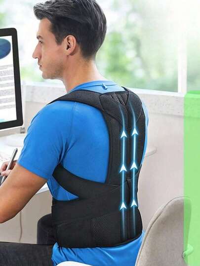 1pc Unisex Posture Corrector, Upper And Lower Back Support, Adjustable And Full Back Support, Improves Back Posture And Lumbar Support, Ergonomic Design, Suitable For Daily Posture Improvement Unisex Adjustable Shoulder Strap, Comfortable And Breathable Design, Enhances Body Confidence, Lightweight And Flexible, Ideal For Daily Wear, Office Use, Sports And Fitness