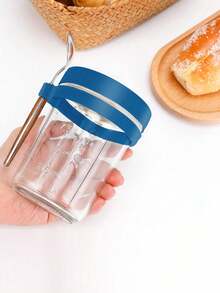 16oz/500ml [1/2 Pack] Overnight Oats Mason Jar With Spoon Lid, Sealed Oatmeal Container With Measurement Markings, Portable Cereal Canister - Blue/1pc - View 9