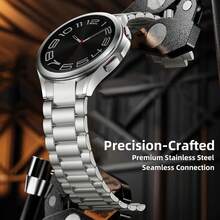 1pc Silvery Black Quick Release Metal Strap For Samsung Galaxy Watch 7 Band, Galaxy Watch 6 Bands 6 Classic 47mm 43mm, 5 4 44mm 40mm FE 5 Pro 45mm 4 Classic 46mm 42mm, Stainless Steel Strap For Men & Women, 20mm