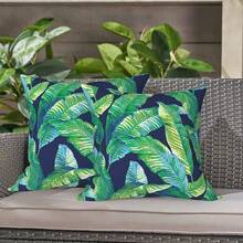 Outdoor/Indoor Throw Pillows, 18x18 Square Pillows With Inserts Bed, Couch, Sofa & Patio Furniture (Set Of 2, Monstera Blue), Decorative Pillows - 哈納雷潟湖 - 查看 2