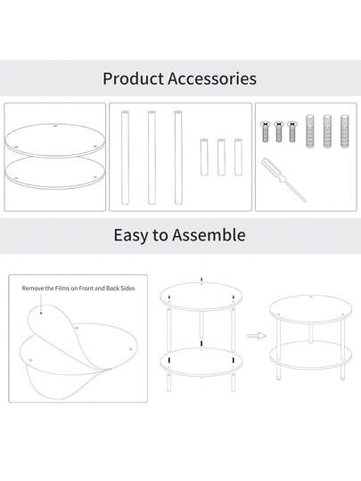 1pc Acrylic Transparent Detachable Coffee Table, Round Tafel Furniture Living Room, Multifunctional Bedside Cabinet Side Small Spaces, Bedroom, Study view 2