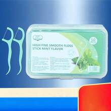 50pcs/Box Ultra-Fine Dual-Strand Mint Flavored Dental Floss Picks, High Tensile Strength