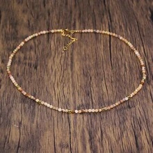 1PC Handmade Natural Lapis Lazuli Stone Necklace - Minimalist Dainty Golden-Tone Spacers, Deep Blue Gemstone Jewelry For Casual Attire, Gift For Her, Versatile Accessory, Elegant Design, Fine Craftsmanship, Stylish Women