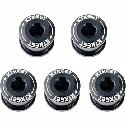 5 PCS Single Bicycle Chainring Bolts 6.5mm MTB Chainwheel Screw 7075 Aluminum Alloy Single Chainring Bolts And Nuts With Mounting Wrench For Mountain Road Bike Crankset