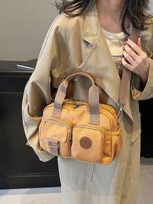 Lässige Mode Damen Handtasche mit großer Kapazität, neue Umhängetasche, minimalistisch elegante Tragetasche, multifunktionale tägliche Schultertasche mit hoher Preis-Leistung und mehreren Taschen, geeignet für Einkaufen und Pendeln - Khaki - Übersicht 4