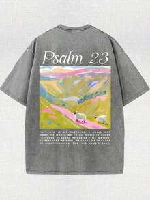 Yuega Tshrit 1pcJesus Religious Cross Sun Printed Retro Washed T-Shirt, 230G, Retro Street Style. Simple And Versatile, Pure Cotton Is Of High Quality, Novel And Fashionable, And It Is A Must-Have Fashion T-Shirt For Spring And Summer.Summer Clothing Tops - Xám - Xem 2