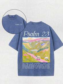 Yuega Tshrit 1pcJesus Religious Cross Sun Printed Retro Washed T-Shirt, 230G, Retro Street Style. Simple And Versatile, Pure Cotton Is Of High Quality, Novel And Fashionable, And It Is A Must-Have Fashion T-Shirt For Spring And Summer.Summer Clothing Tops - Xanh đậm - Xem 1