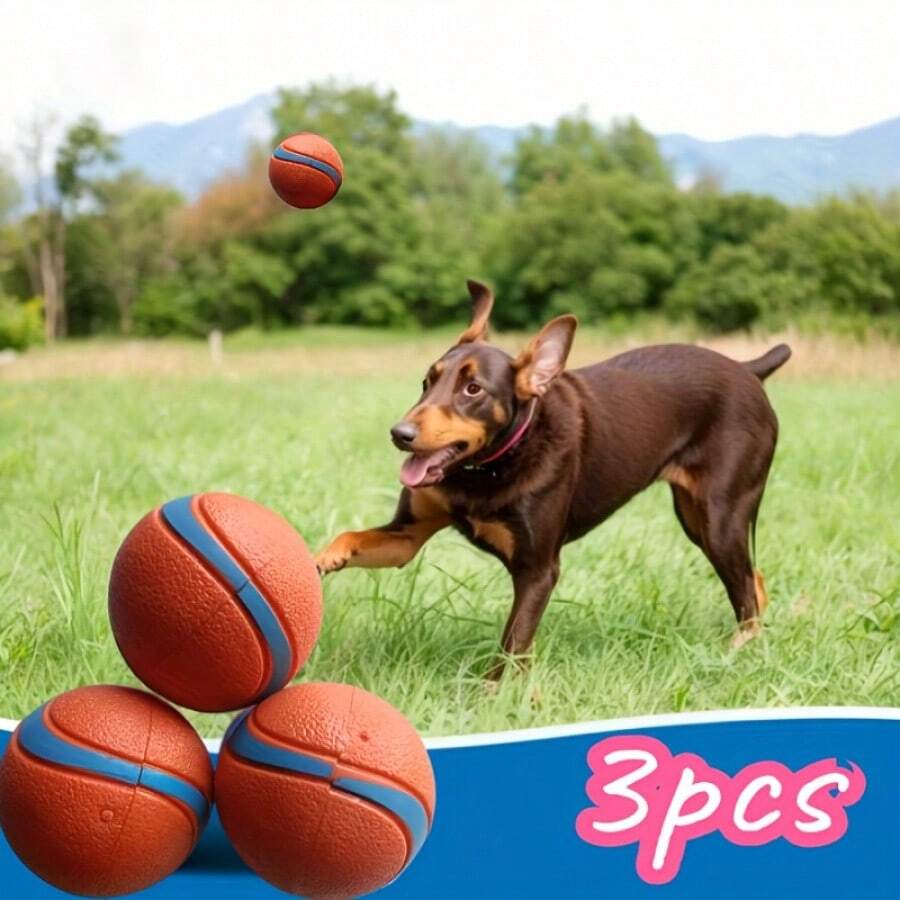 3 Peças Bolas de Mastigação de Borracha Durável - Brinquedos Interativos para Cães Médios, Limpeza Dental e Diversão, Brinquedos de Bola para Cachorro