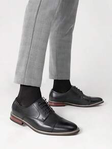 Men's Classic Oxford Shoes Formal Wingtip Lace Up Dress Shoes For Wedding Business Party Banquet Office - 黑與白 - 查看 6